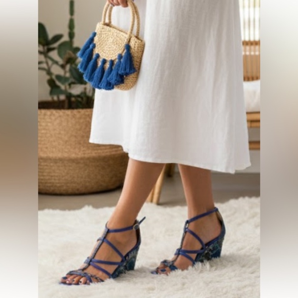 Alexandre Birman Navy and Ivory Sandals
